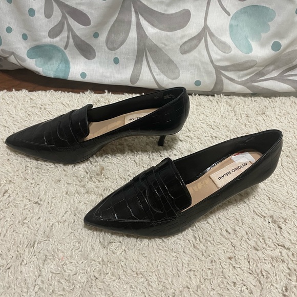 Antonio Melani Leedia Heels Pumps 6.5 Shoes Croc Embossed Leather Classic Black - Picture 4 of 7